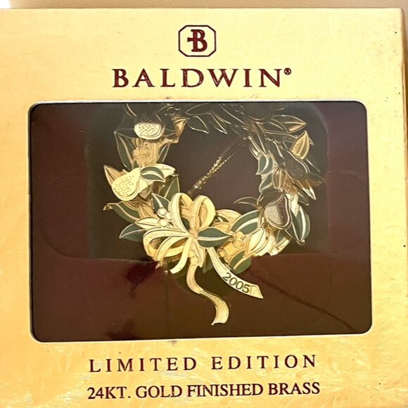 2005 HOLIDAY WREATH 77178.01 Baldwin Brass Annual Edition Christmas Ornament - Picture 1 of 7